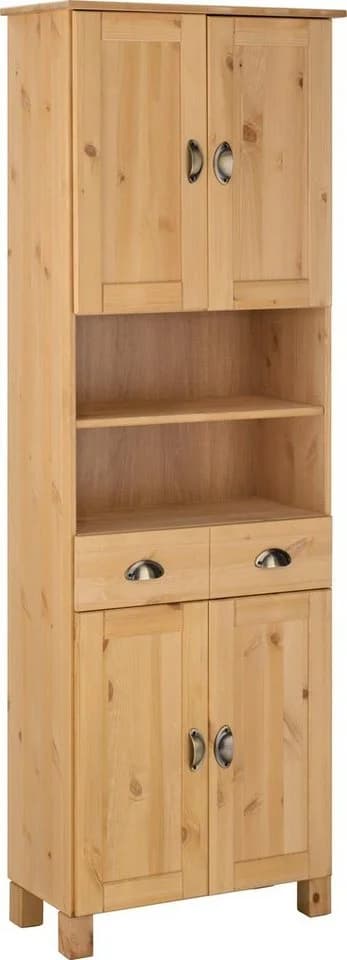 HOME AFFAIRE Oslo Hochschrank Massivholz Beige Natur Gewachst - Bild 2
