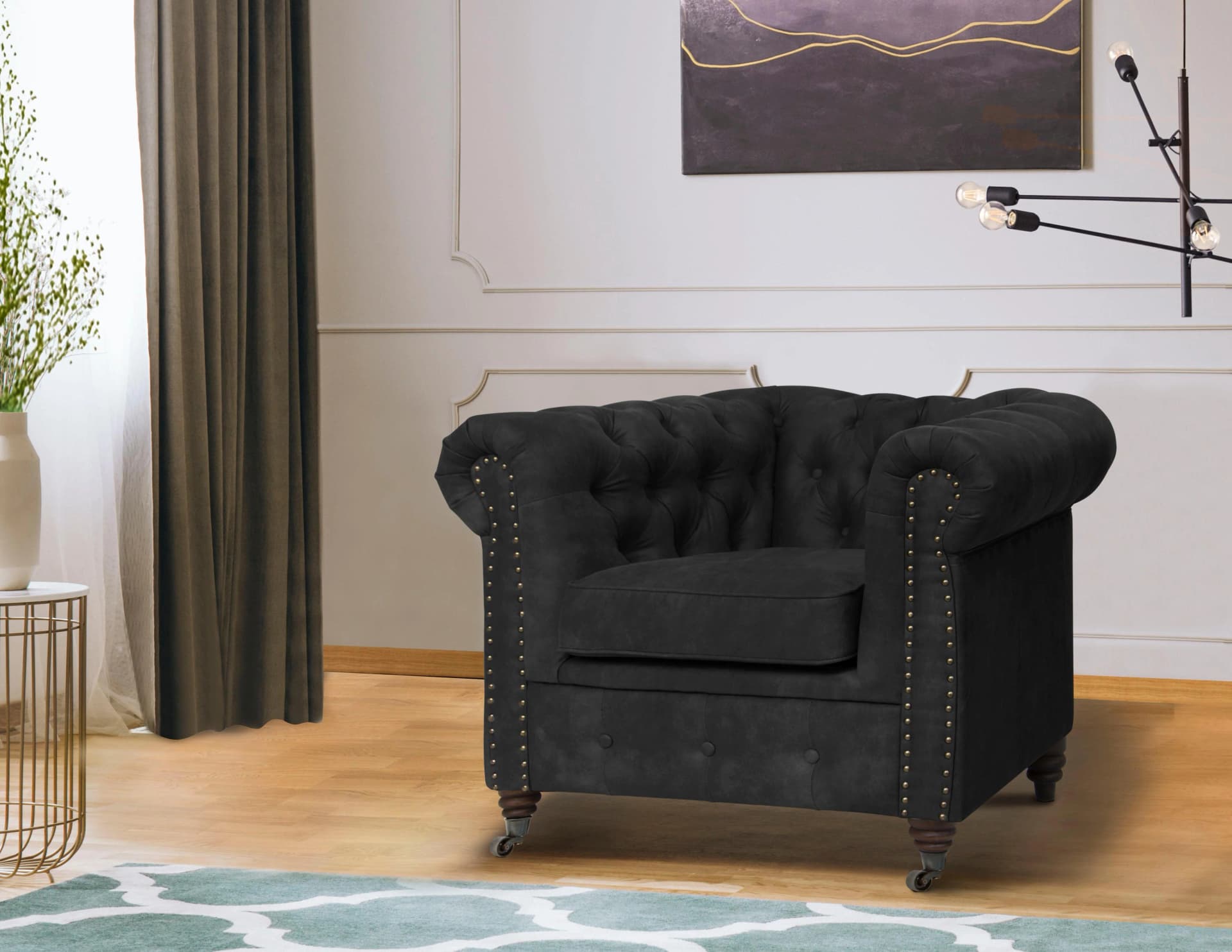 Home Affaire Aarburg Chesterfield-Sessel Anthrazit Polyester