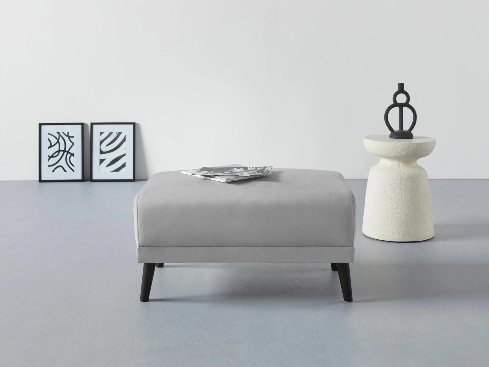 Home Affaire Polsterhocker Asra Grau Samtvelours