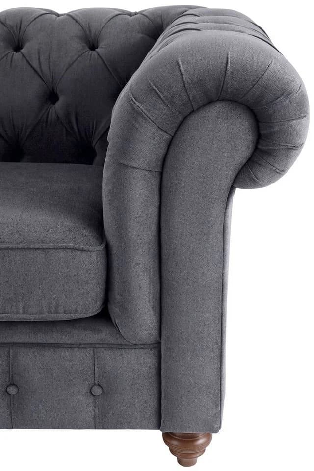 HOME AFFAIRE Chesterfield Ecksofa Anthrazit Leder Microfaser - Bild 3