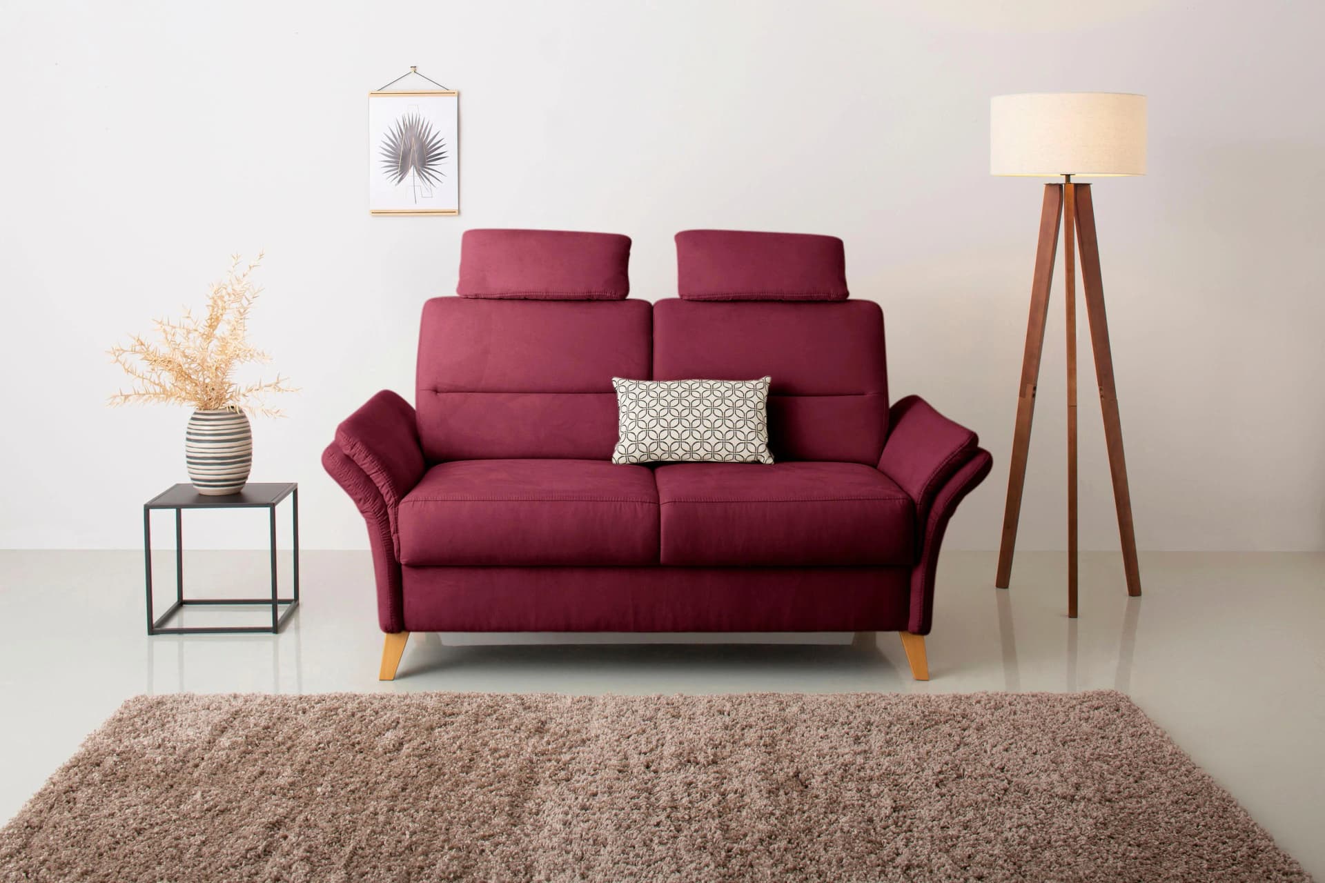 HOME AFFAIRE Westerland 2-Sitzer Sofa Bordeaux mit Armlehnfunktion