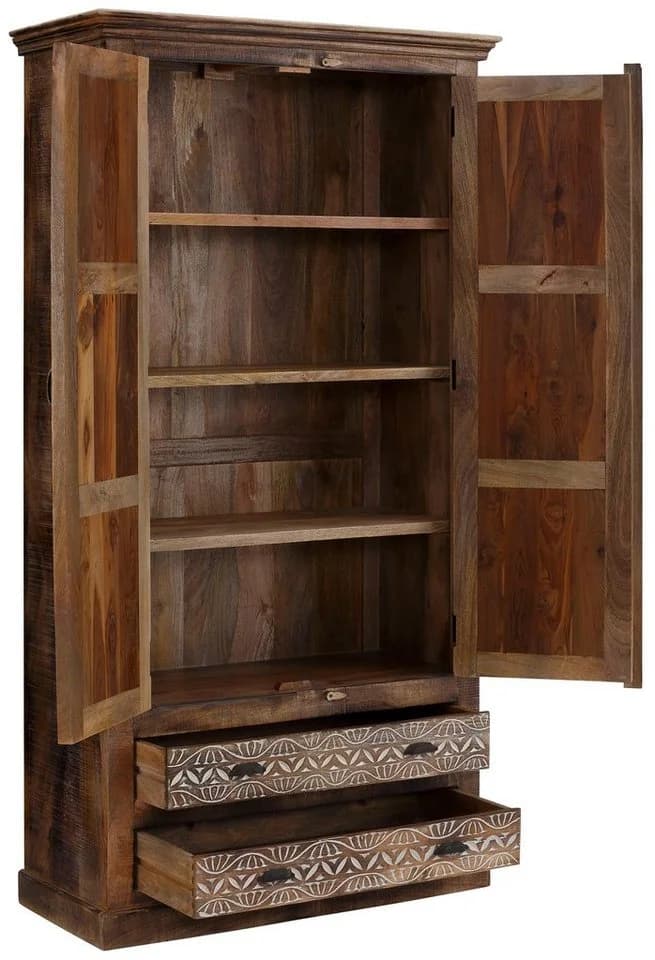 OTTO HOME Maneesh Kleiderschrank Beige Massivholz - Bild 4