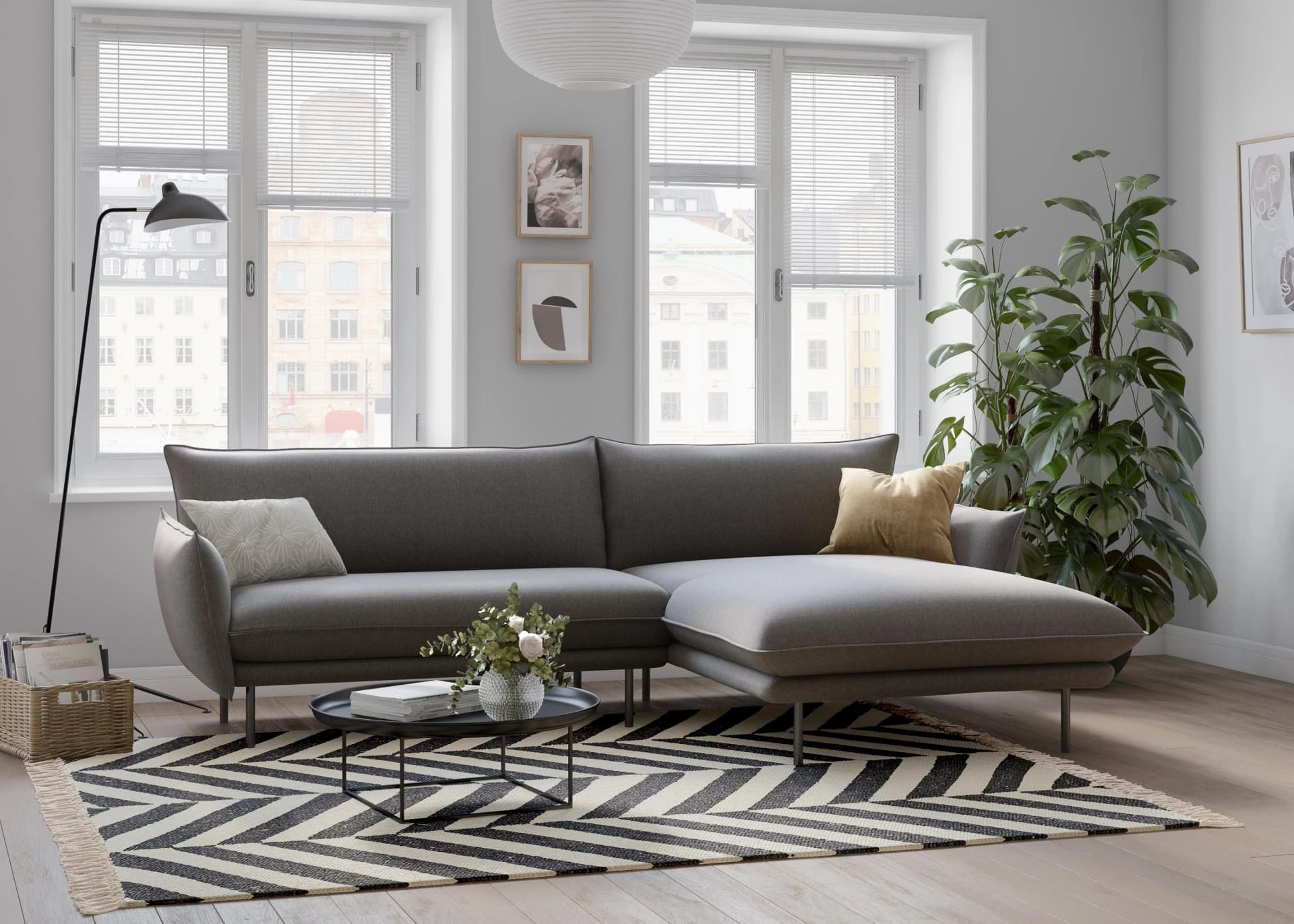 OTTO HOME Ecksofa Stine L-Form Grau Polyester
