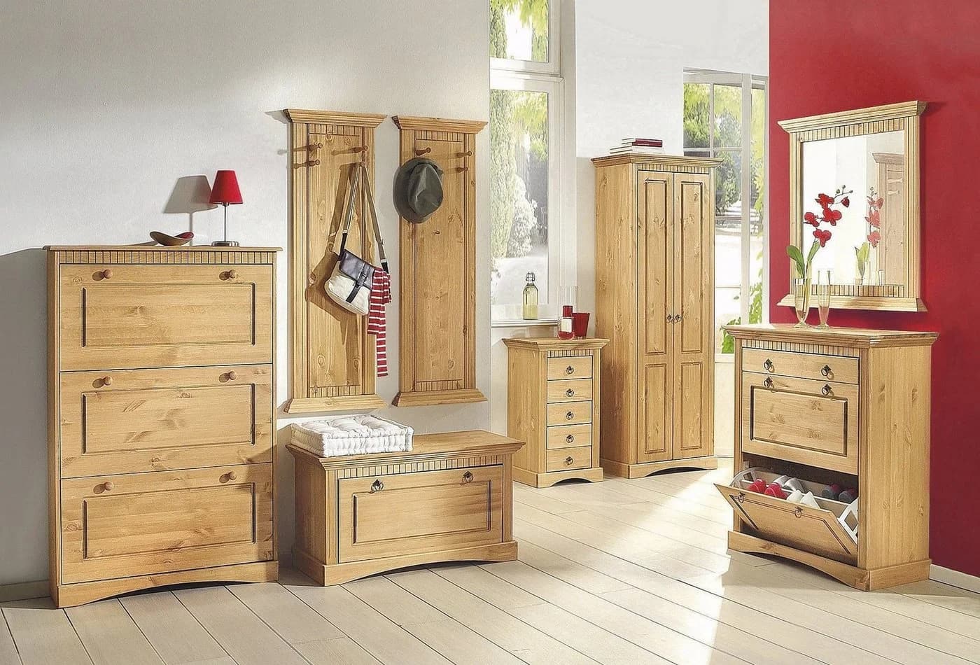 Schuhschrank OTTO HOME Rustic Beige Massivholz 3 Klappen
