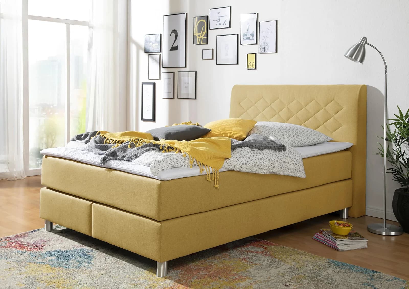 HOME AFFAIRE Boxspringbett Parla Curry 140x200 cm mit Topper