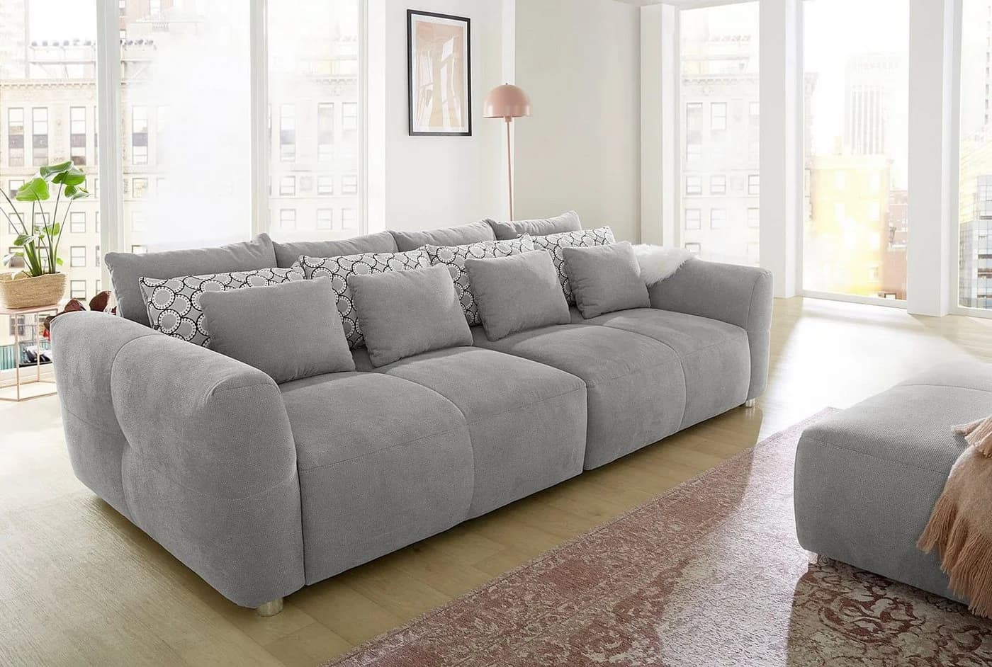 Jockenhöfer Gruppe Gulliver Big-Sofa Hellgrau mit Federkern - Bild 2