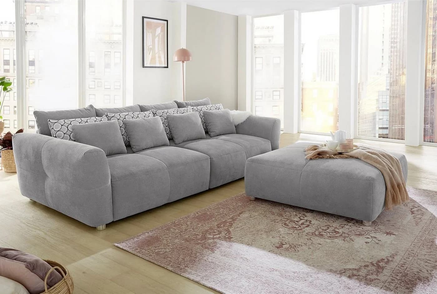 Jockenhöfer Gruppe Gulliver Big-Sofa Hellgrau mit Federkern - Bild 4
