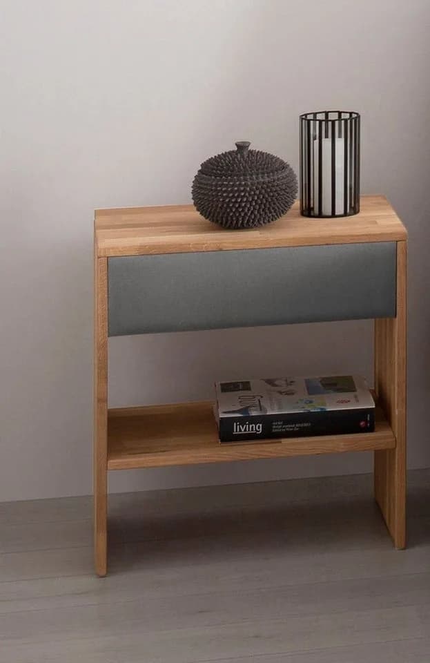 HOME AFFAIRE Nachttisch Cavan Massivholz Eiche Grau Braun