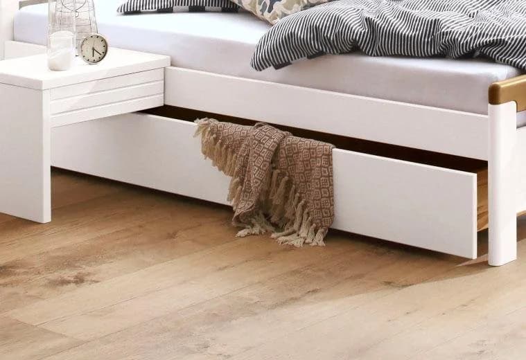 OTTO home Bettschubkasten CAPRE Weiß Massivholz Stauraum