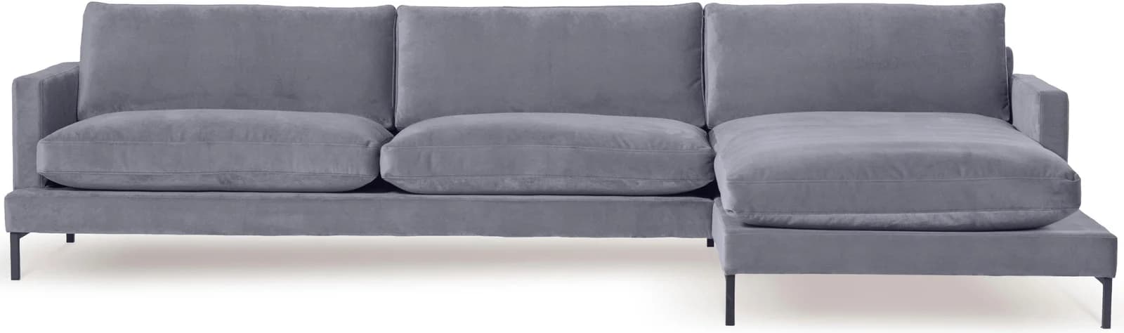 Ecksofa ANDAS Welland grau Samtvelours Recamiere