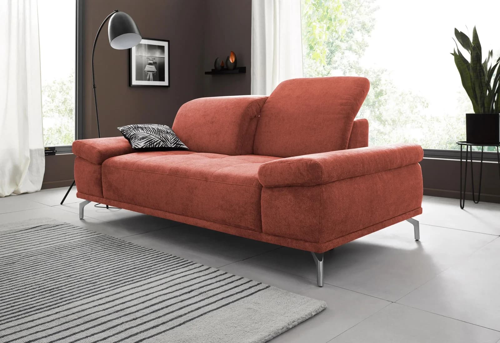 HOME AFFAIRE Caluna 2-Sitzer Sofa Orange Vintage-Optik mit Verstellfunktion
