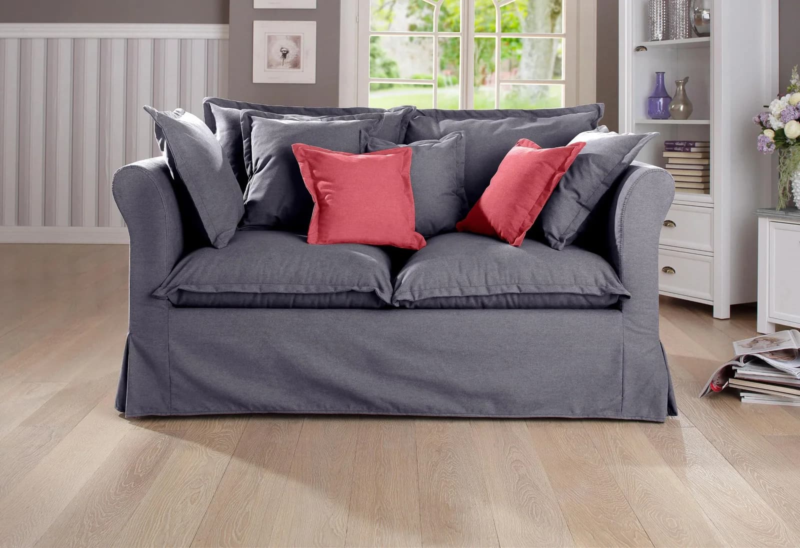 Home Affaire Sofa Luise 2-Sitzer Grau Landhausstil