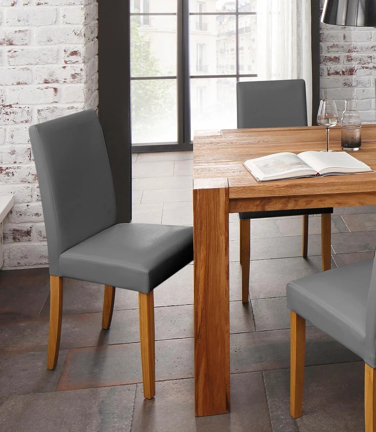 OTTO HOME Esszimmerstuhl Lucca Grau Kiefer Massivholz