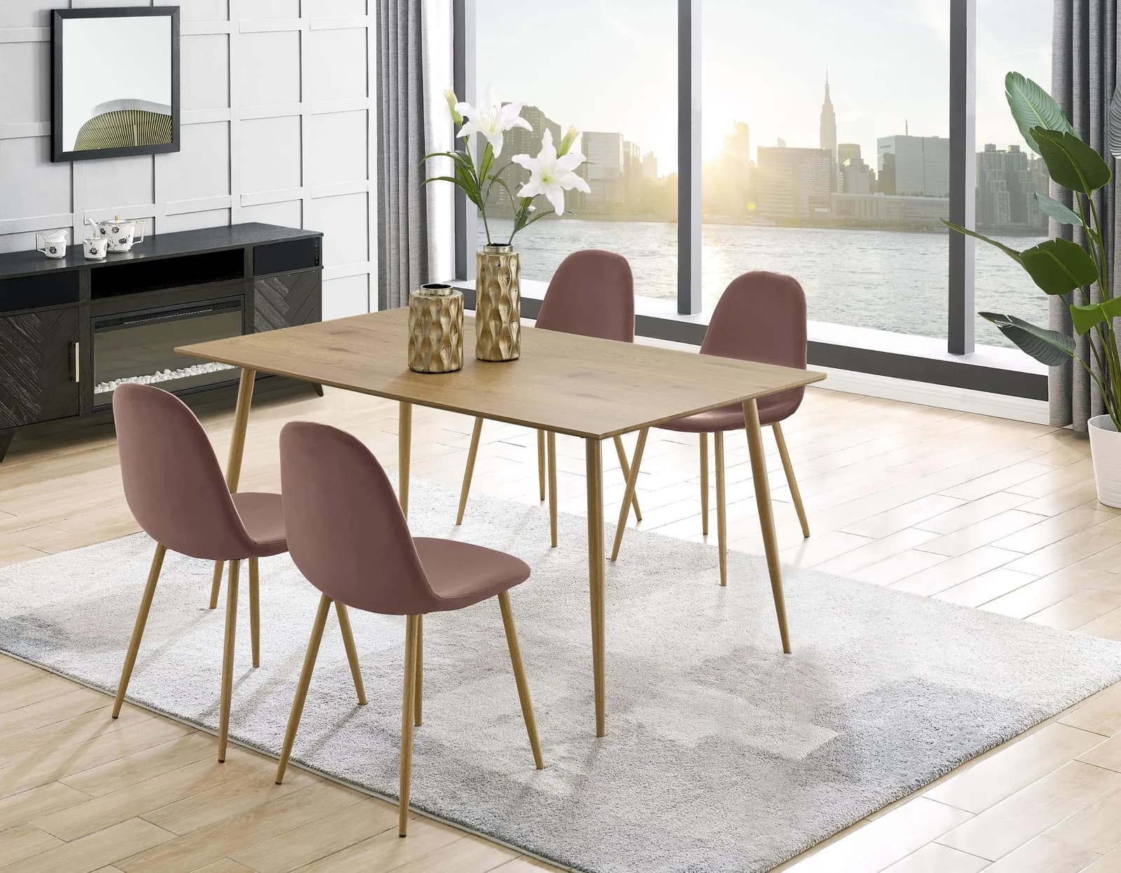 OTTO HOME Eadwine Esszimmerstuhl Rosa Samtvelours Metallgestell