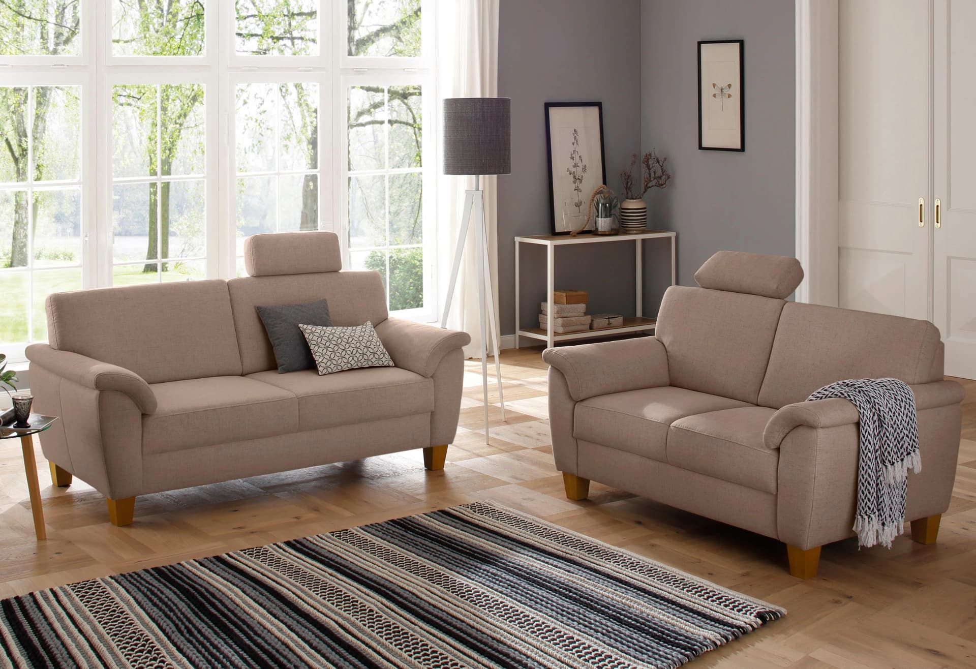 Polstergarnitur HOME AFFAIRE Texel Beige 3-Sitzer mit Federkern