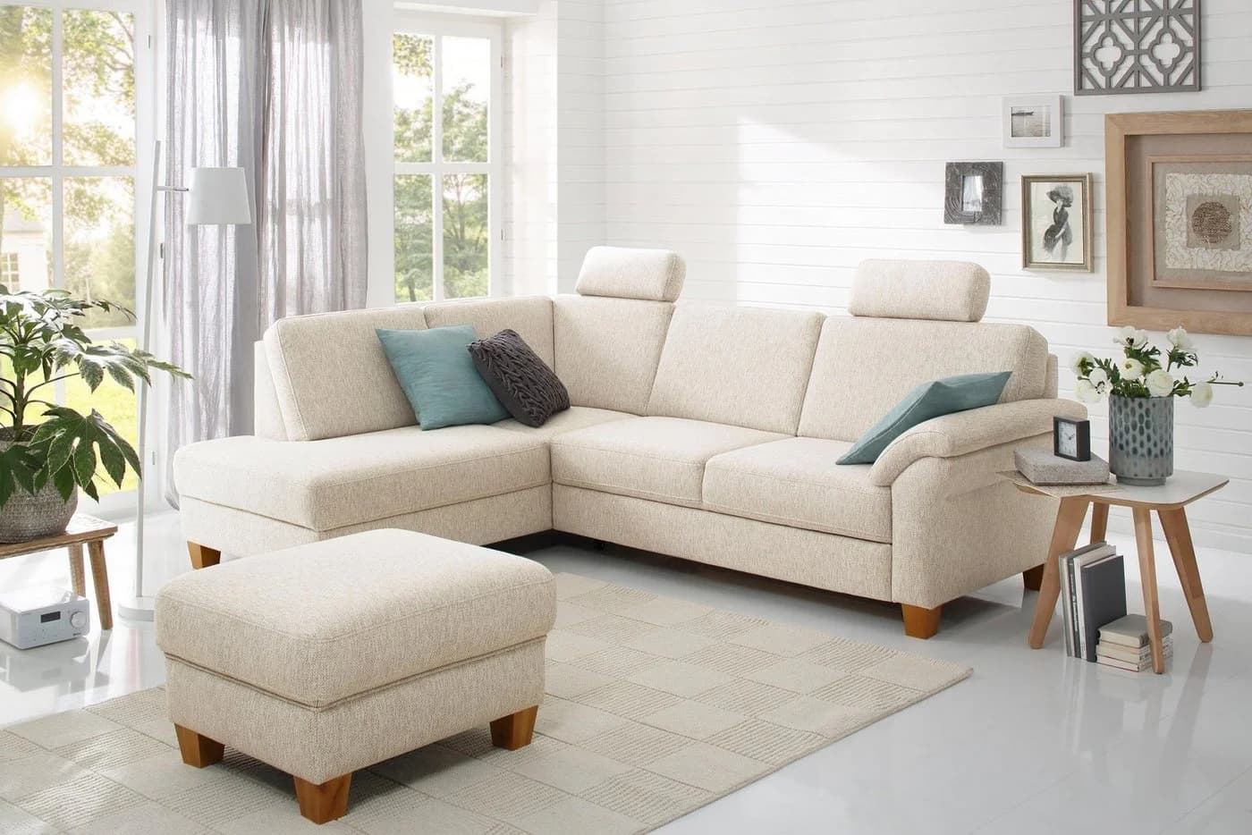 HOME AFFAIRE Hocker Borkum Beige Polyester Landhaus-Stil - Bild 2