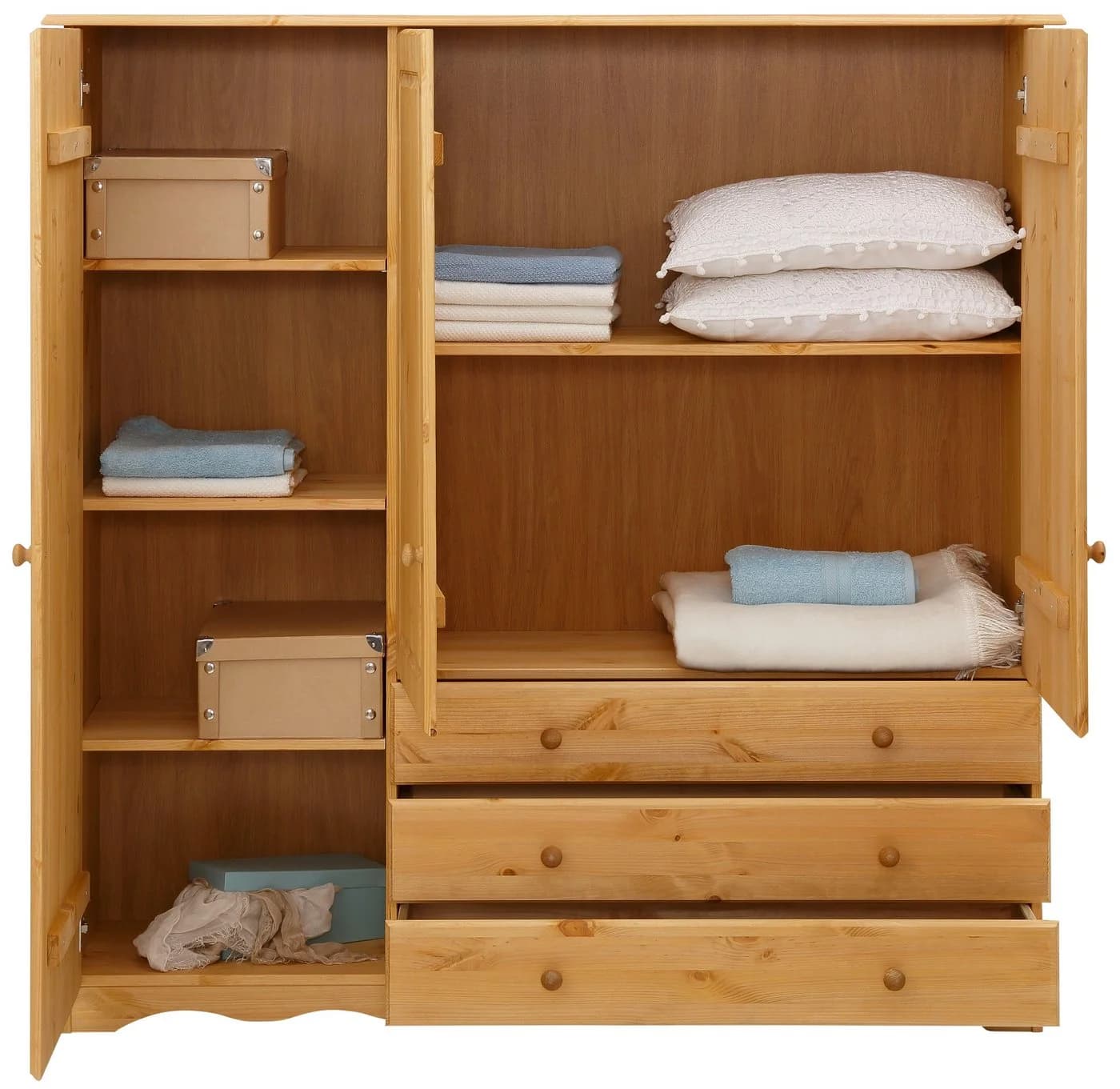 HOME AFFAIRE Wäscheschrank Minik Massivholz Beige - Bild 3