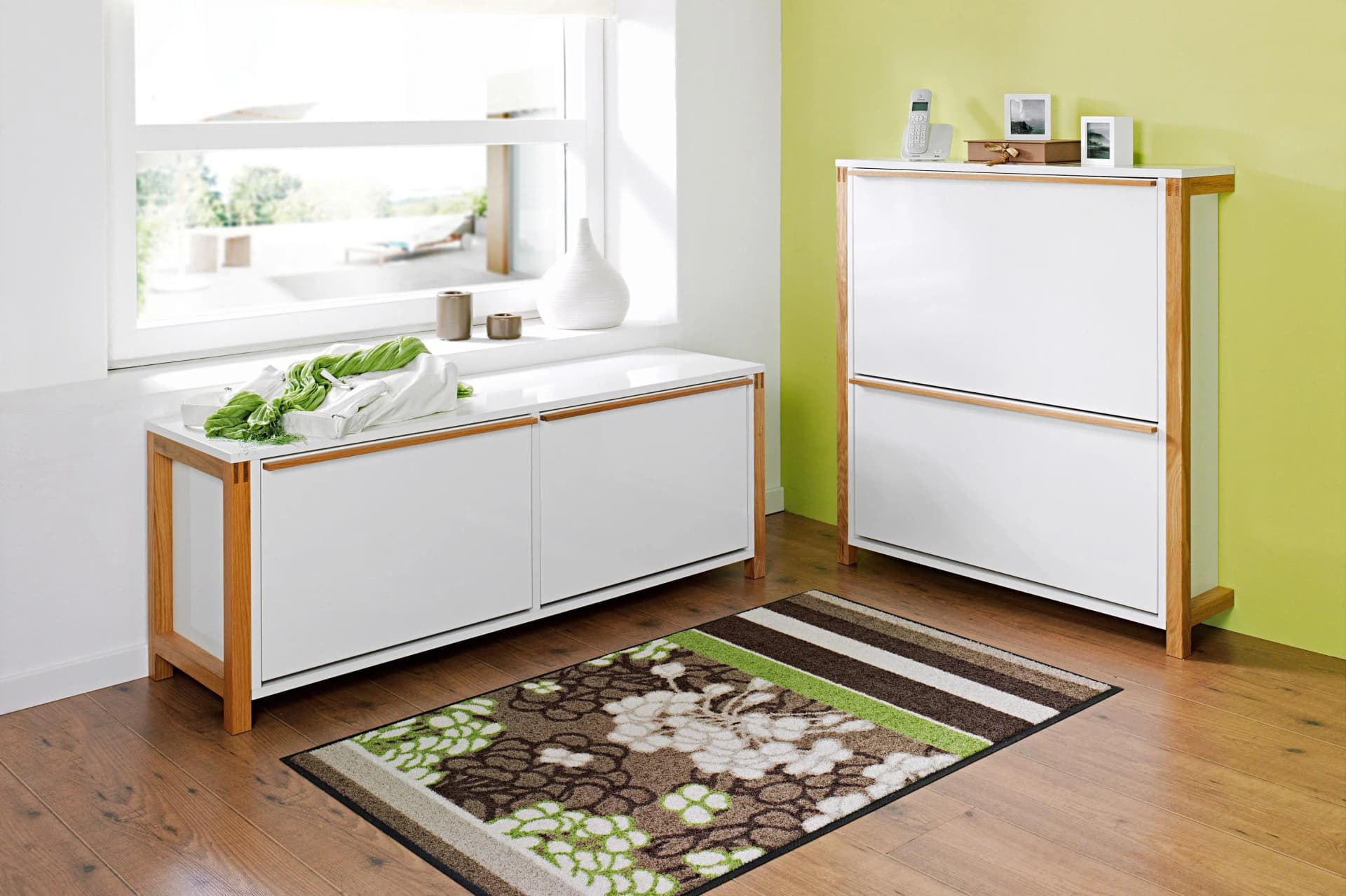 Andas Schuhkipper Skandinavisch Eiche Weiß Braun 120cm