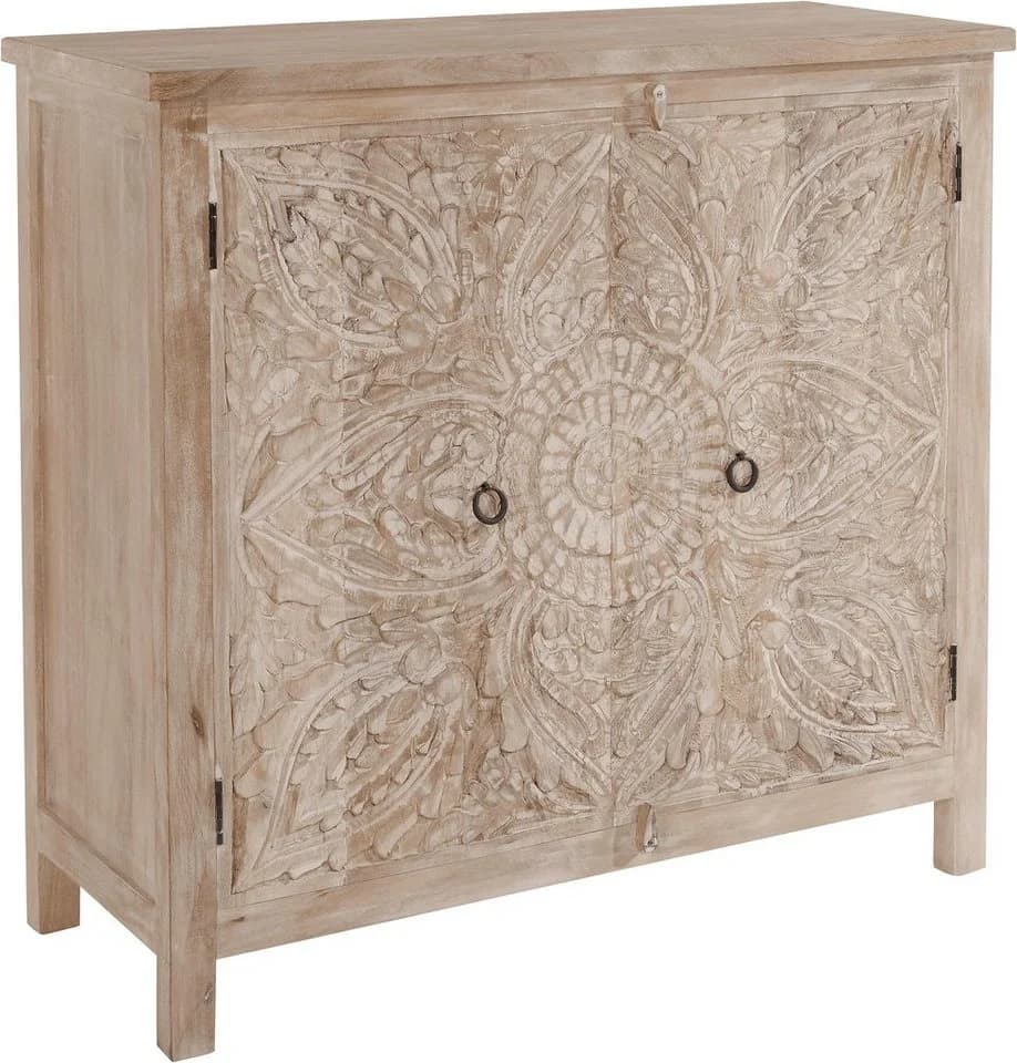 Kommode OTTO HOME Beige Mangoholz 2 Türen Montiert - Bild 4