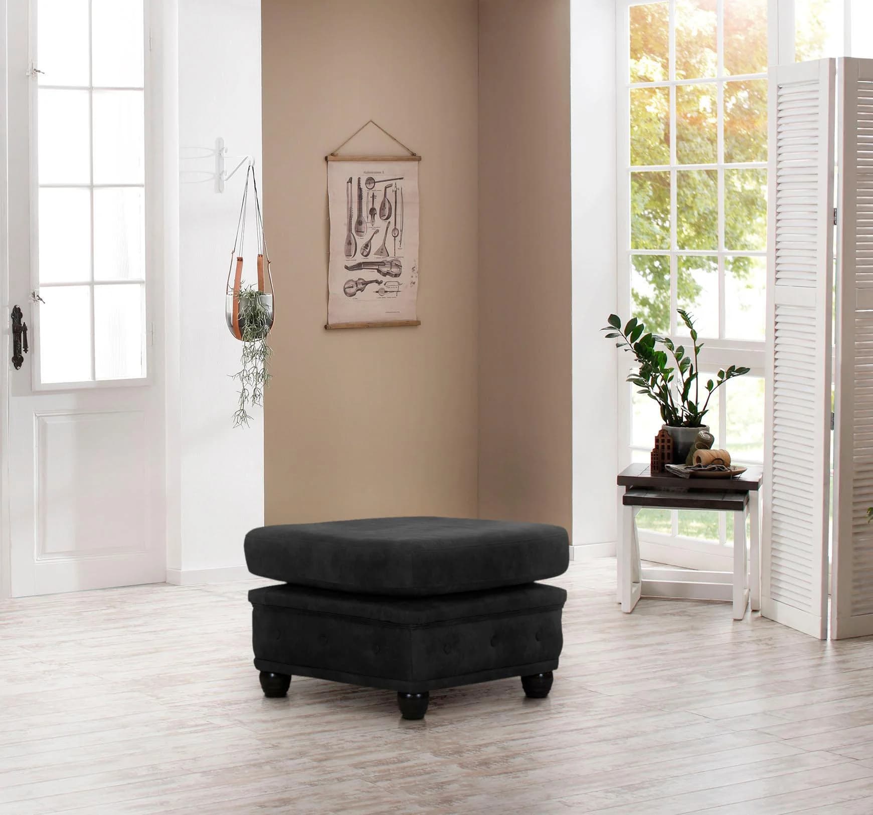 HOME AFFAIRE Polsterhocker Rysum Anthrazit Microfaser Lederoptik