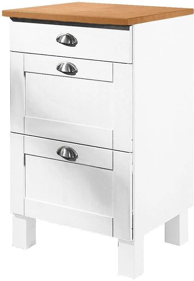 HOME AFFAIRE Oslo Unterschrank Massivholz 3 Schubladen Beige/Gelb