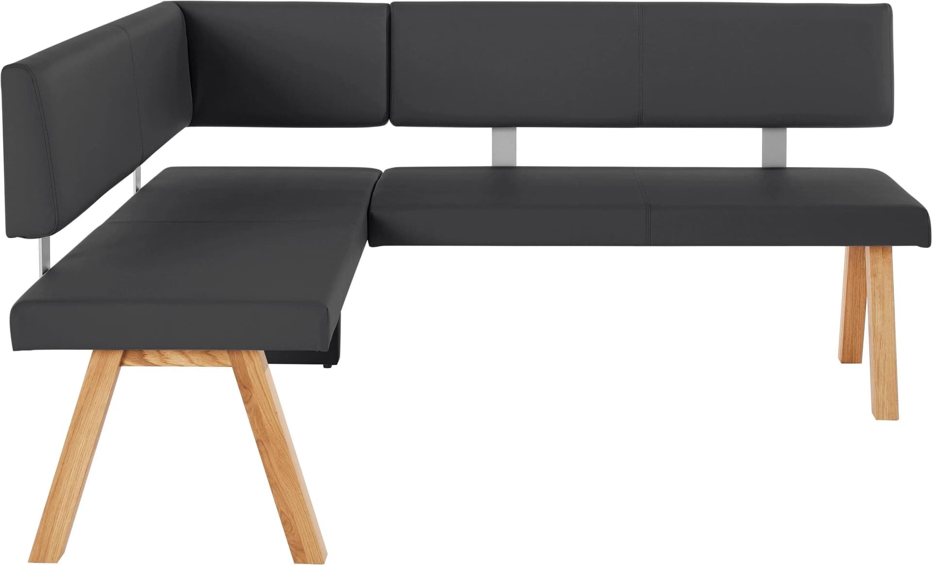 OTTO HOME Eckbank Rio Schwarz Kunstleder Massivholz
