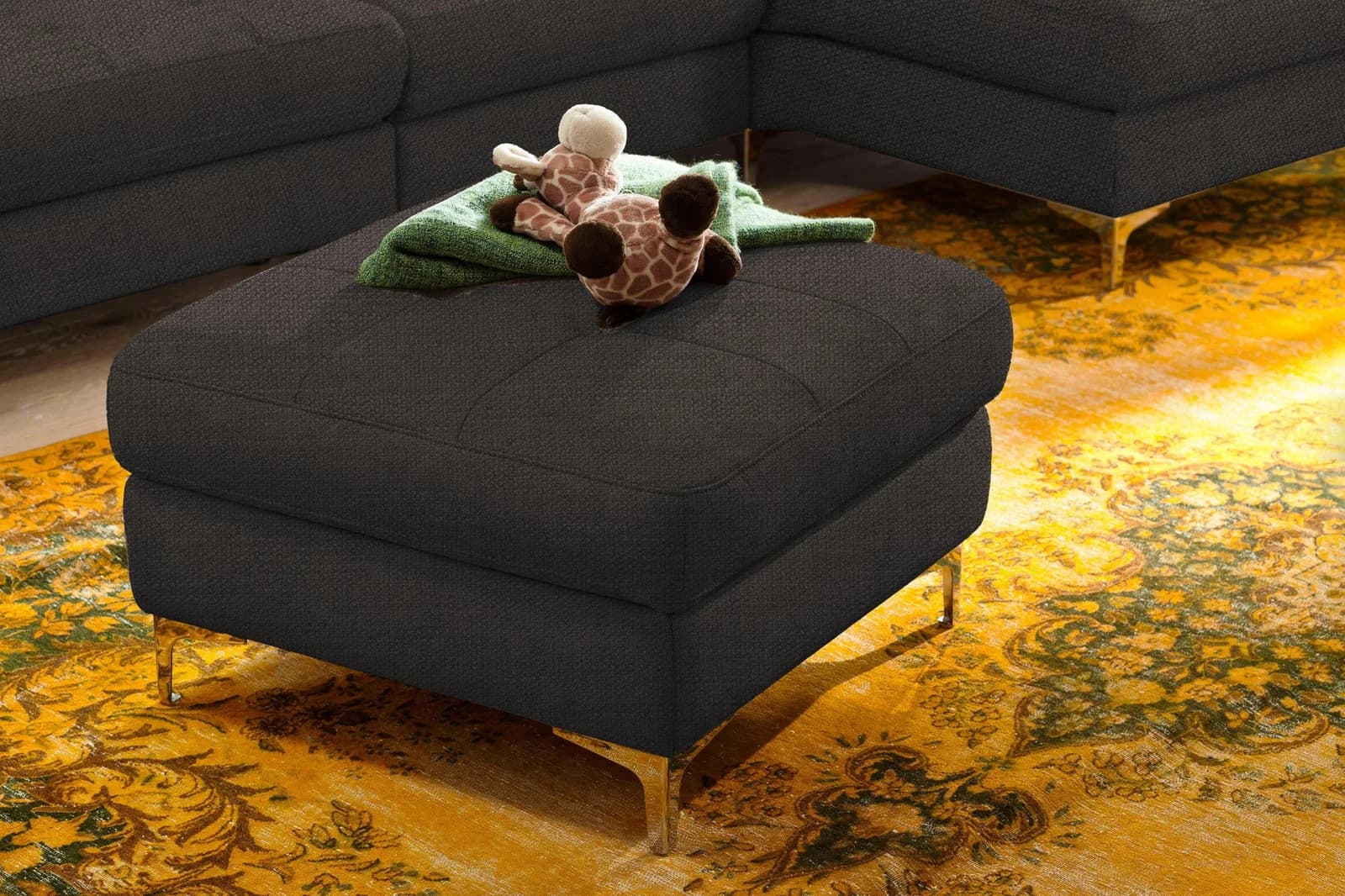 Home Affaire Polsterhocker Basel Grau Mikrofaser