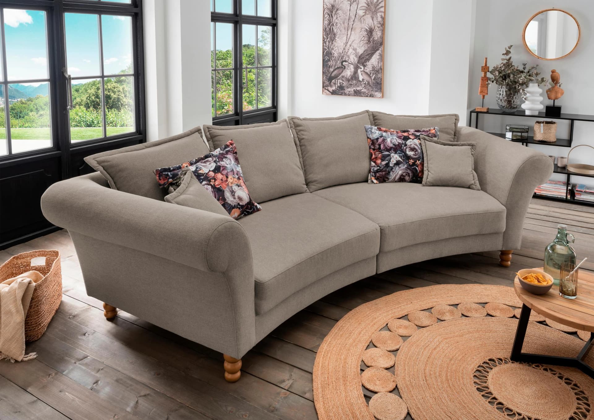 HOME AFFAIRE Big-Sofa Tassilo Hellbraun Geschwungen