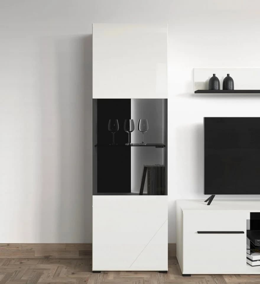 Vitrine INOSIGN Trentino Weiß Hochglanz Schwarz Soft-Close - Bild 2