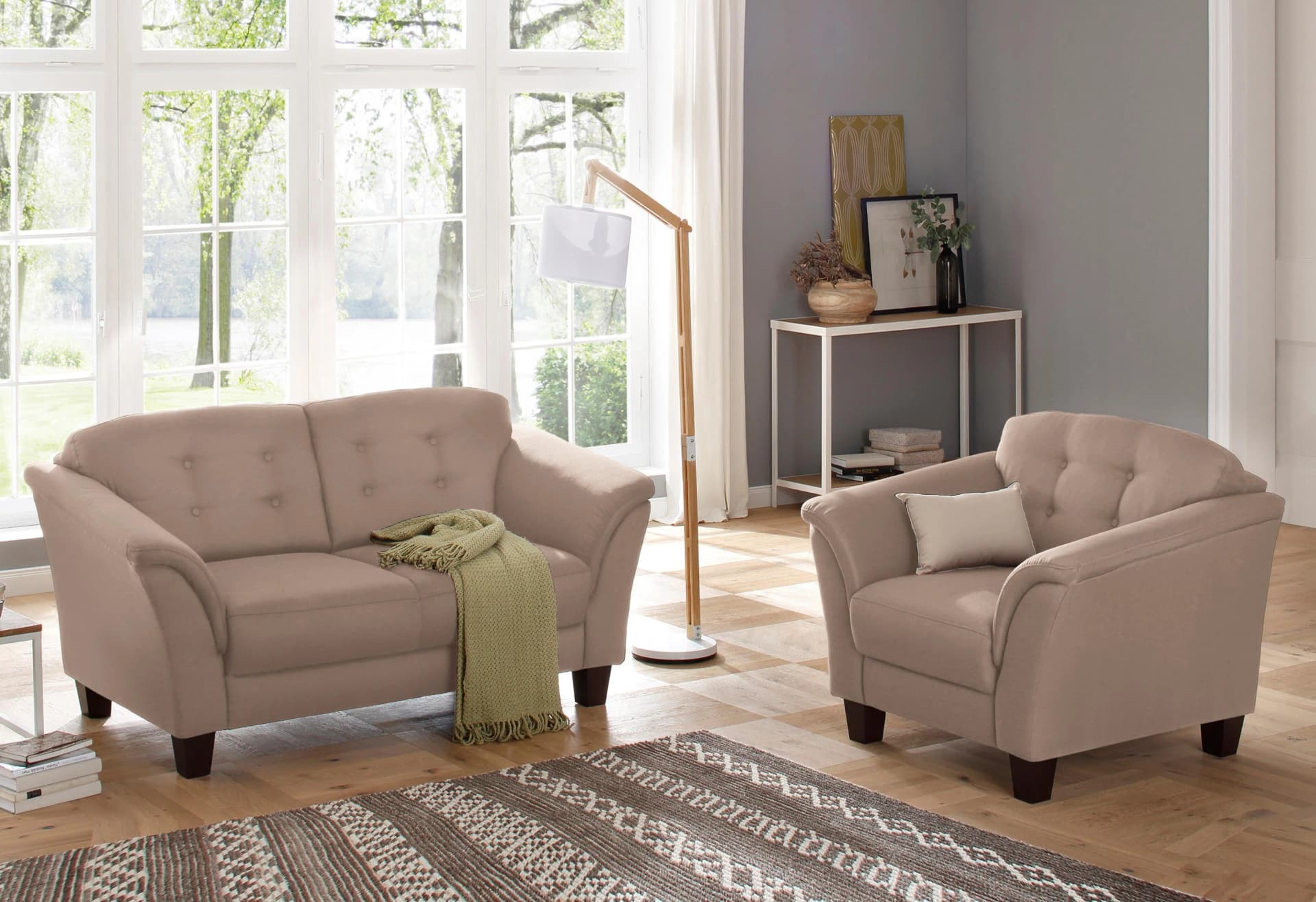 HOME AFFAIRE Sessel Trondheim Braun Federkern Buchenholz