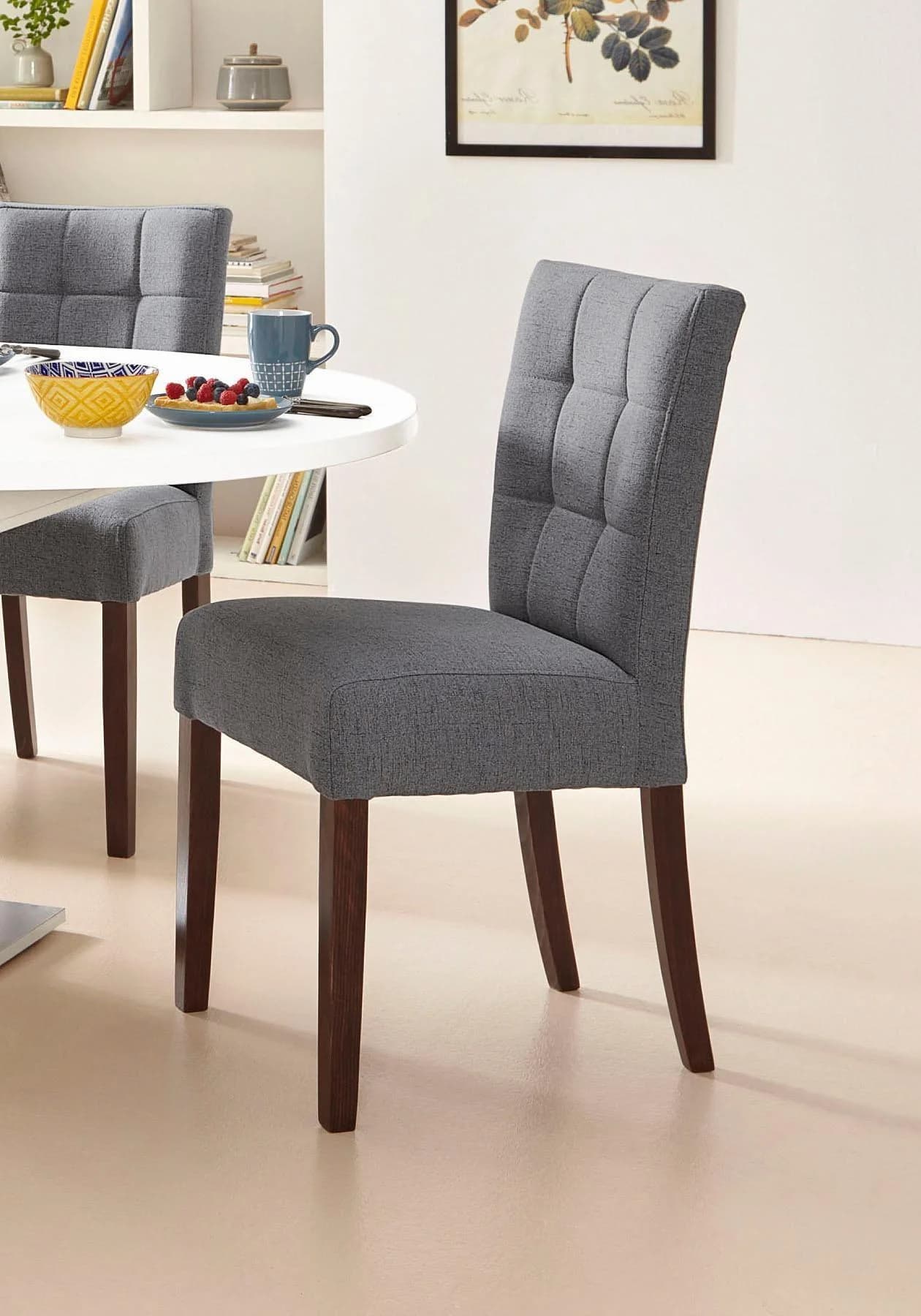 OTTO HOME Talia 4-Fußstuhl Grau Buche Kunstleder Vintage