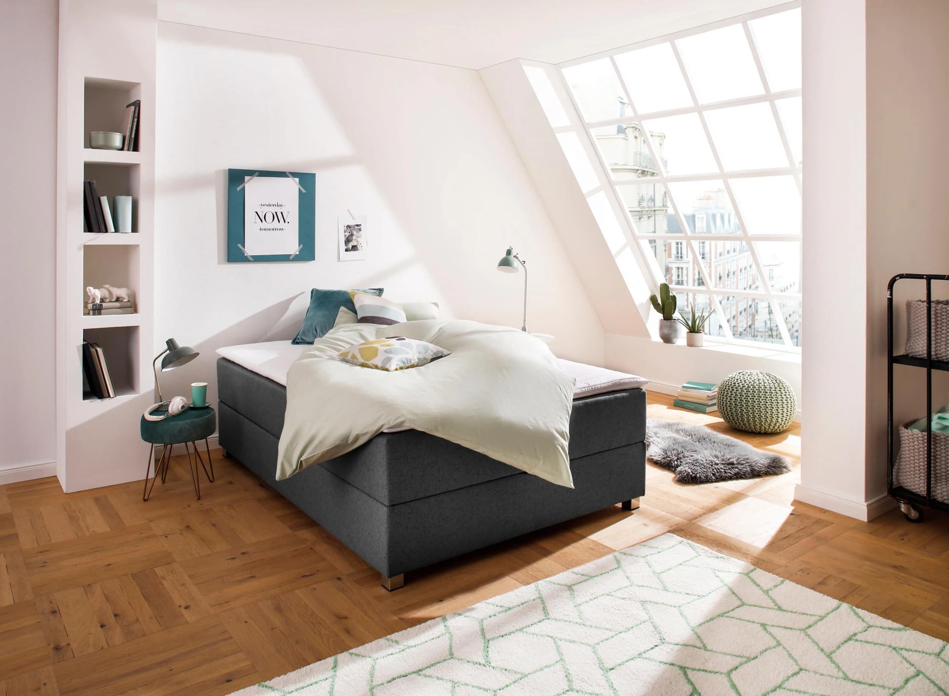 Boxbett HOME AFFAIRE Alexis Anthrazit mit Bettkasten