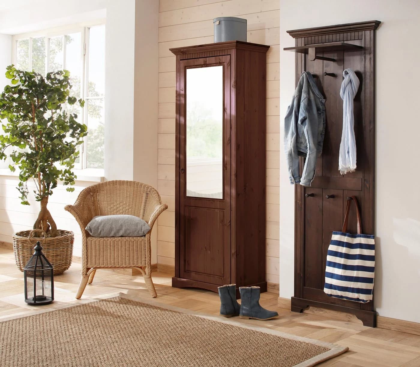 OTTO HOME Rustic Garderobenpaneel Wandbraun Massivholz