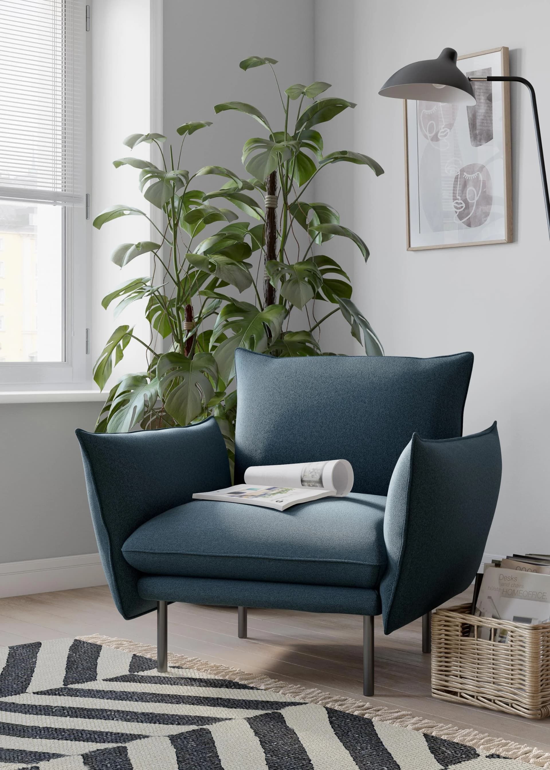 OTTO HOME Stine Cocktailsessel Blau Samtoptik