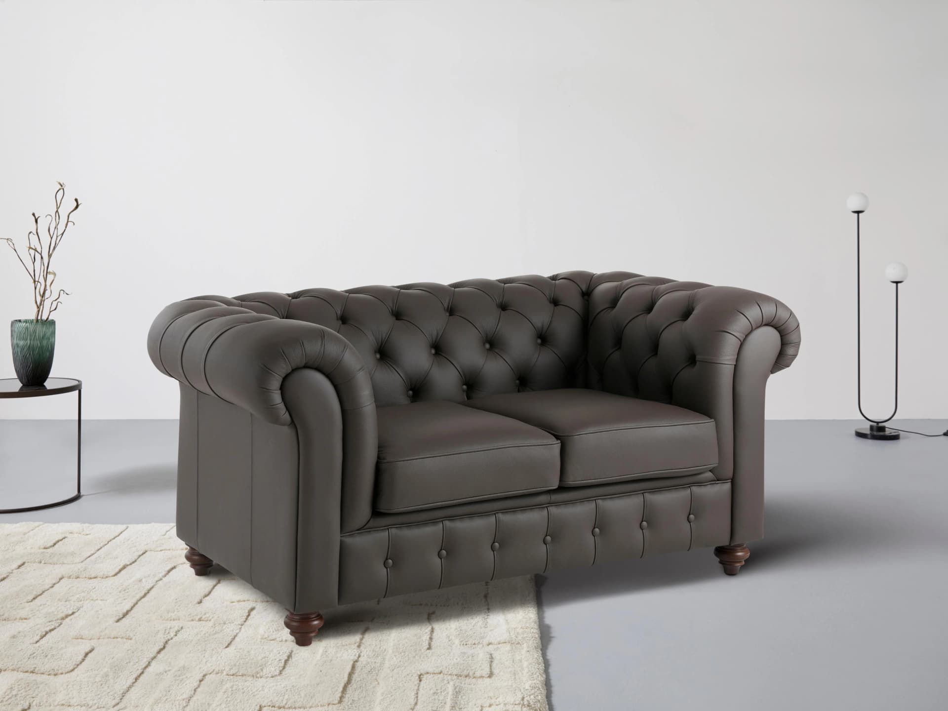 Home Affaire Chesterfield 2-Sitzer Sofa Dunkelbraun