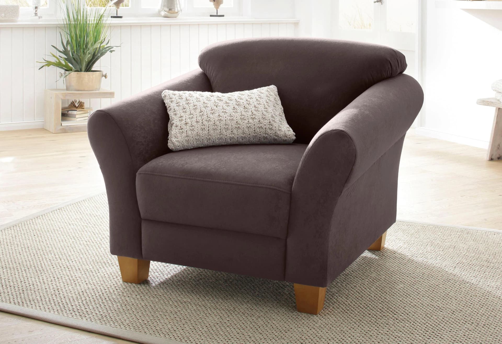 Home Affaire Sessel Gotland Dunkelbraun Luxus-Microfaser