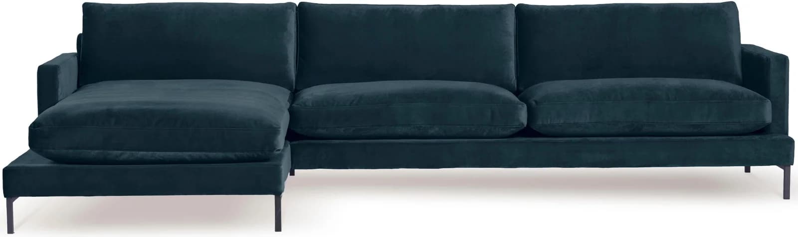 Ecksofa ANDAS Welland Dunkelblau Samtvelours Recamiere