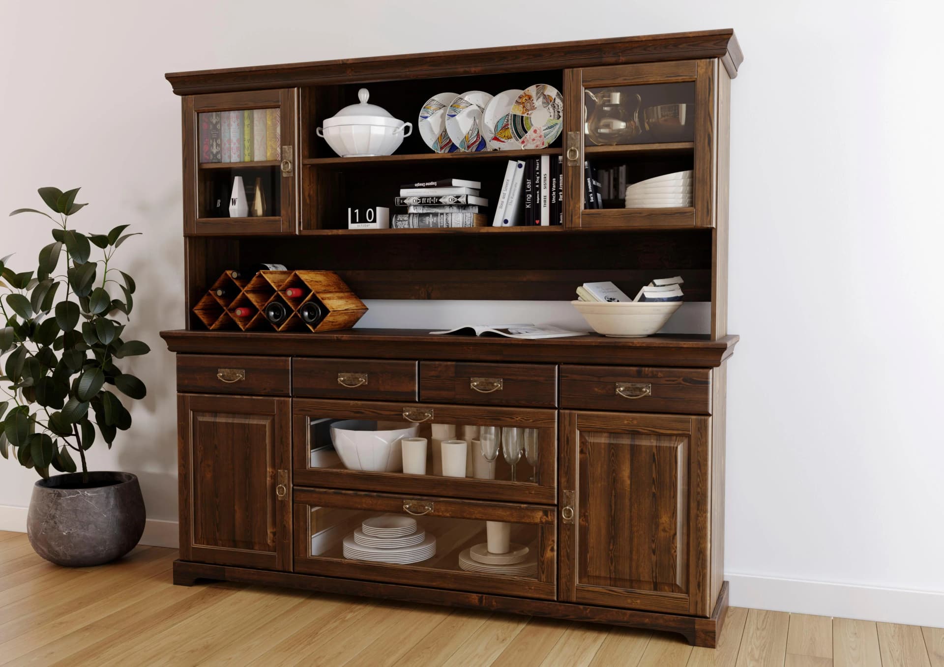 OTTO HOME Buffet Rügen Dunkelbraun Massivholz Landhausstil