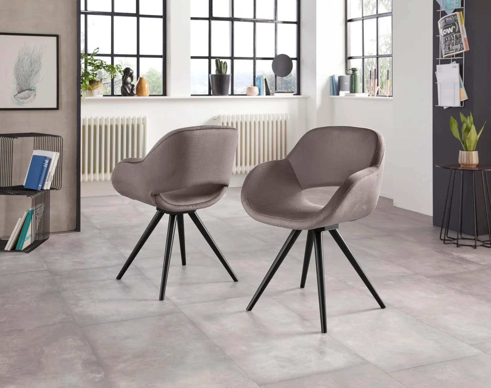Home Affaire Armlehnstuhl Aurora Taupe Schwarz Massivholz