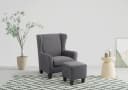 Home affaire Ohrensessel Chilly mit Hocker Grau Microfaser Bild 2