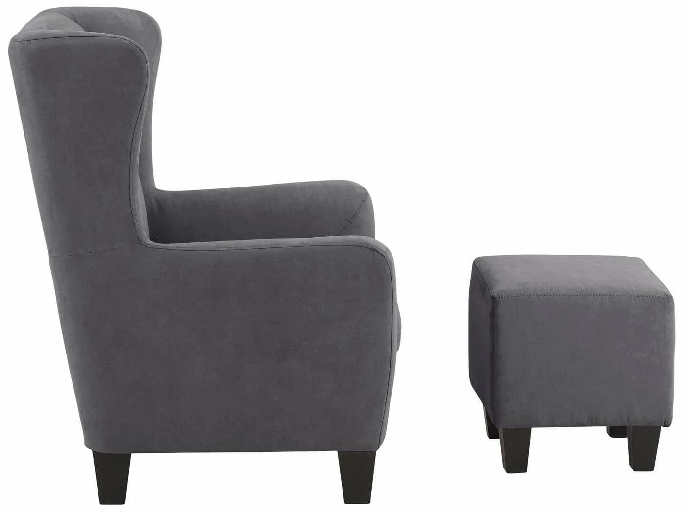 Home affaire Ohrensessel Chilly mit Hocker Grau Microfaser - Bild 5