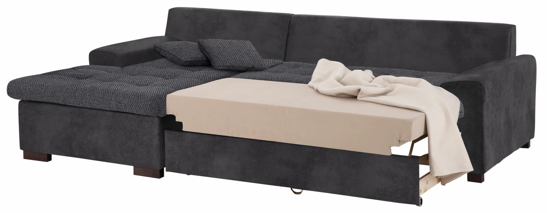 HOME AFFAIRE Ecksofa Föhr L-Form Schwarz Anthrazit mit Bettfunktion