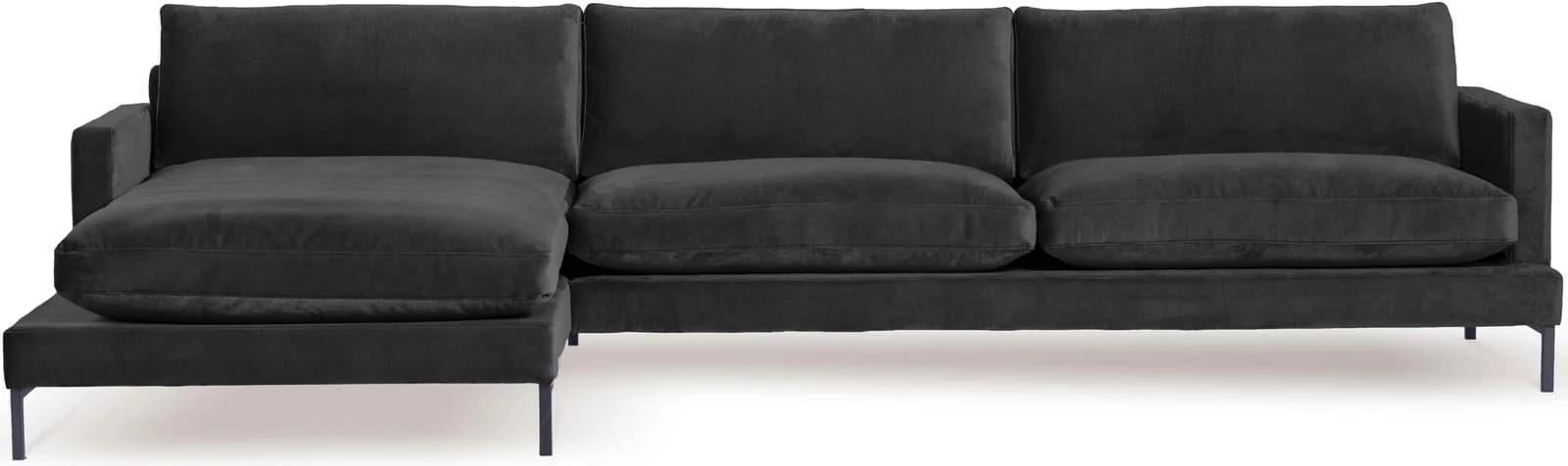 Ecksofa ANDAS Welland Samt dunkelgrau mit Recamiere