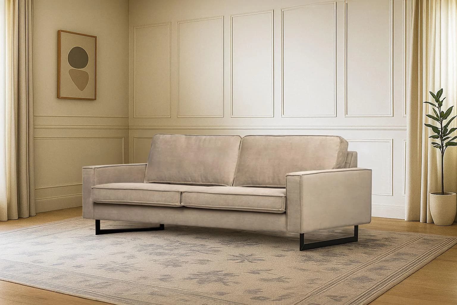 HOME AFFAIRE Maxi-Ausführung Pinto 3-Sitzer Sofa Hellgrau