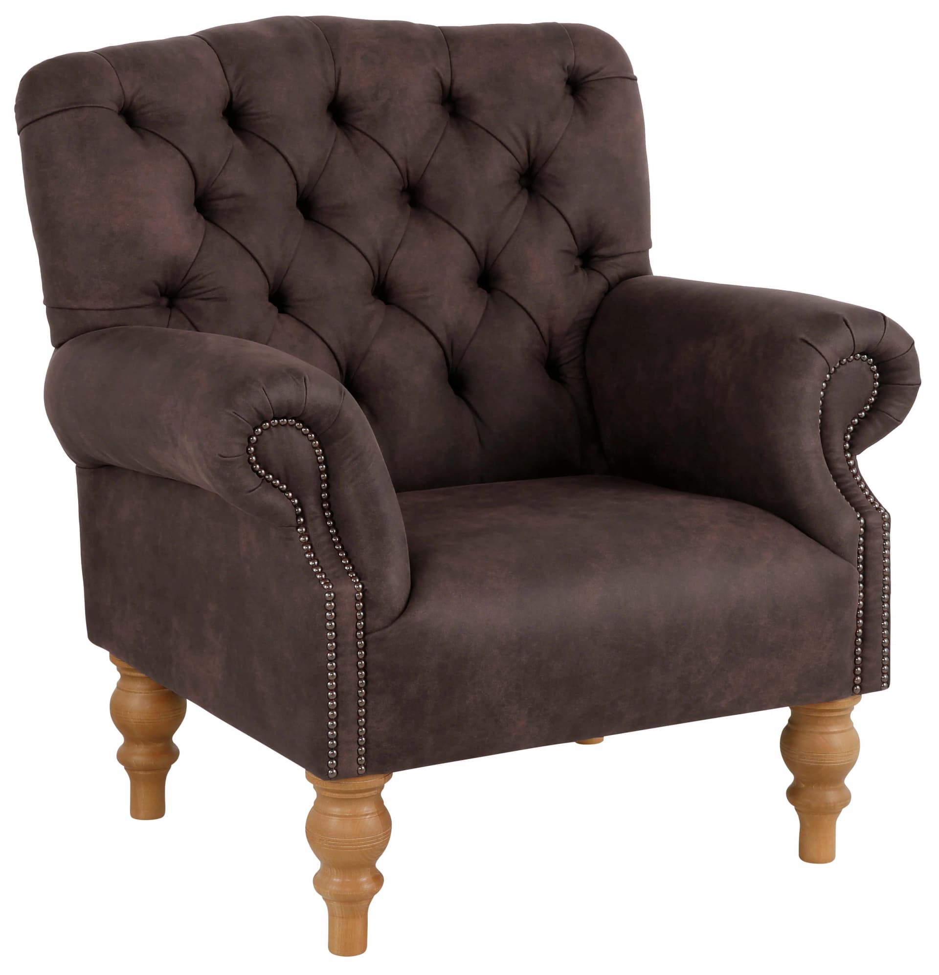 Home Affaire Sessel Lord Braun Chesterfield Microfaser Lederoptik