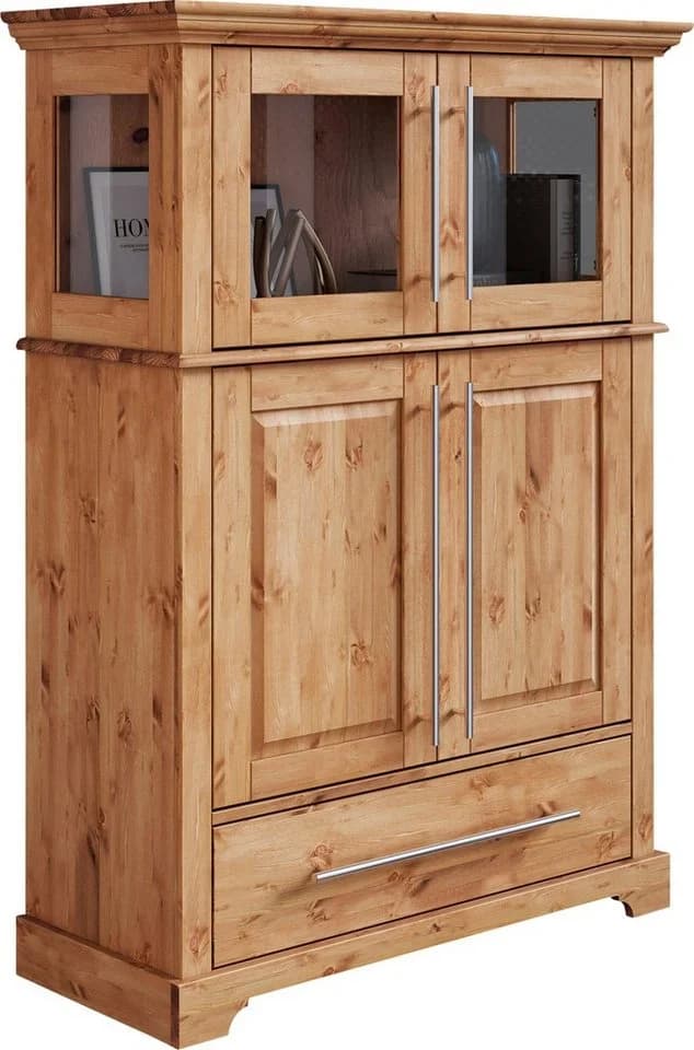 OTTO HOME Melissa Highboard Vitrine Beige Natur FSC Massivholz - Bild 2