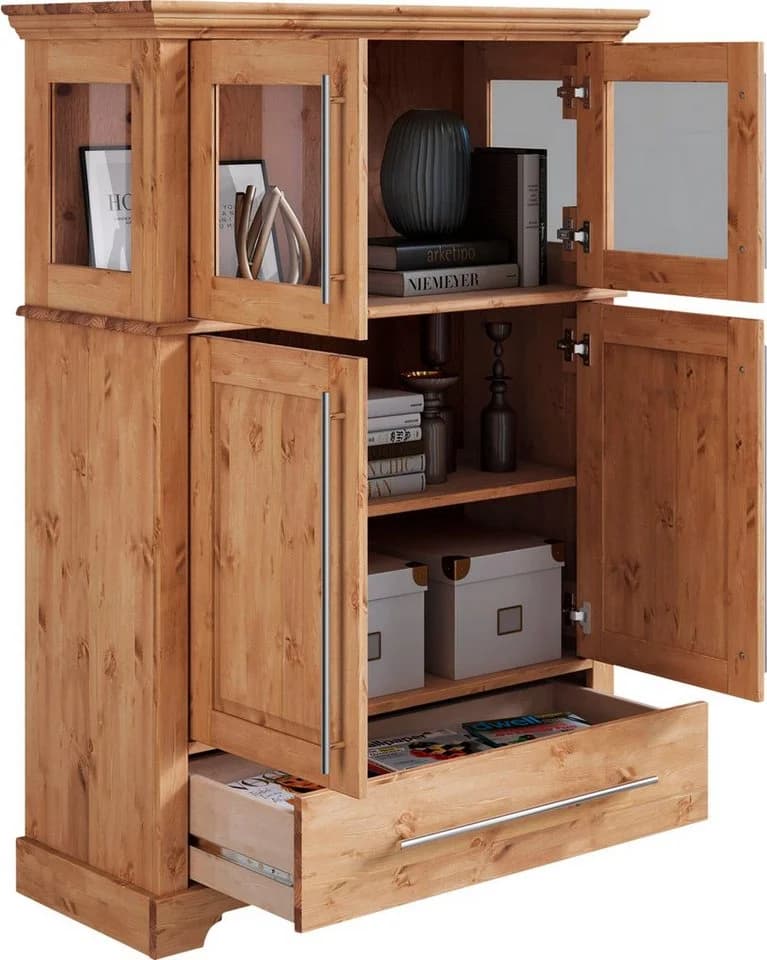 OTTO HOME Melissa Highboard Vitrine Beige Natur FSC Massivholz - Bild 5