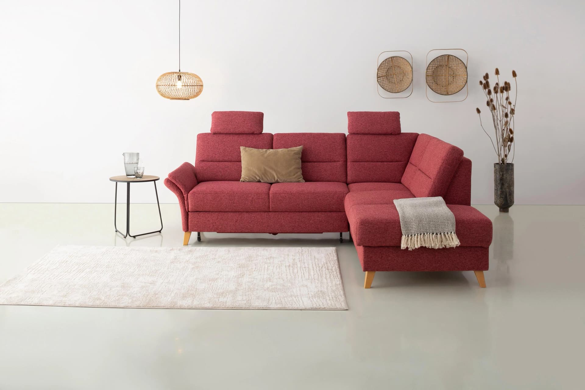 HOME AFFAIRE Westerland L-Form Ecksofa Lila mit Bettfunktion