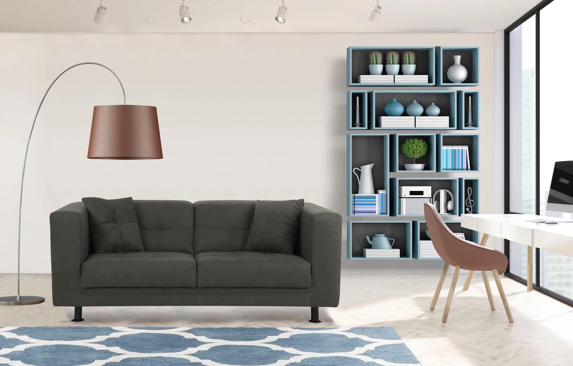 HOME AFFAIRE Bengo 2-Sitzer Sofa Grau Microfaser