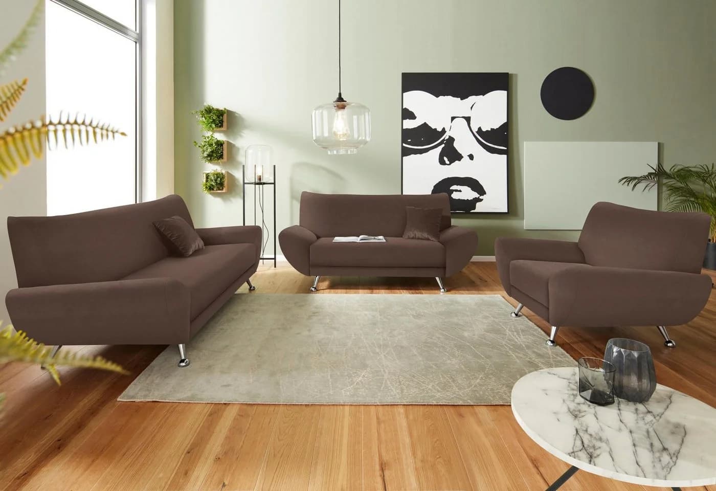 HOME AFFAIRE Polstergarnitur Saltare 3-2-1 Dunkelbraun Modern - Bild 2